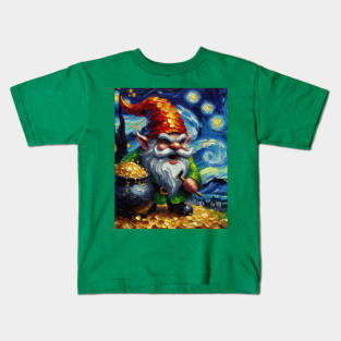 Angry Gnome in Starry Night Kids T-Shirt